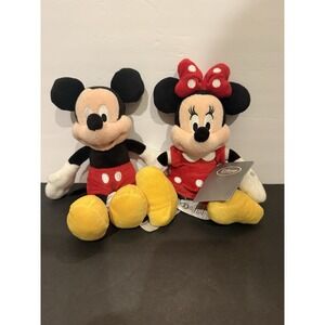Disney Store Mickey & Minnie Mouse Plush Dolls 9" Stuffed Toys w/ Tags Set